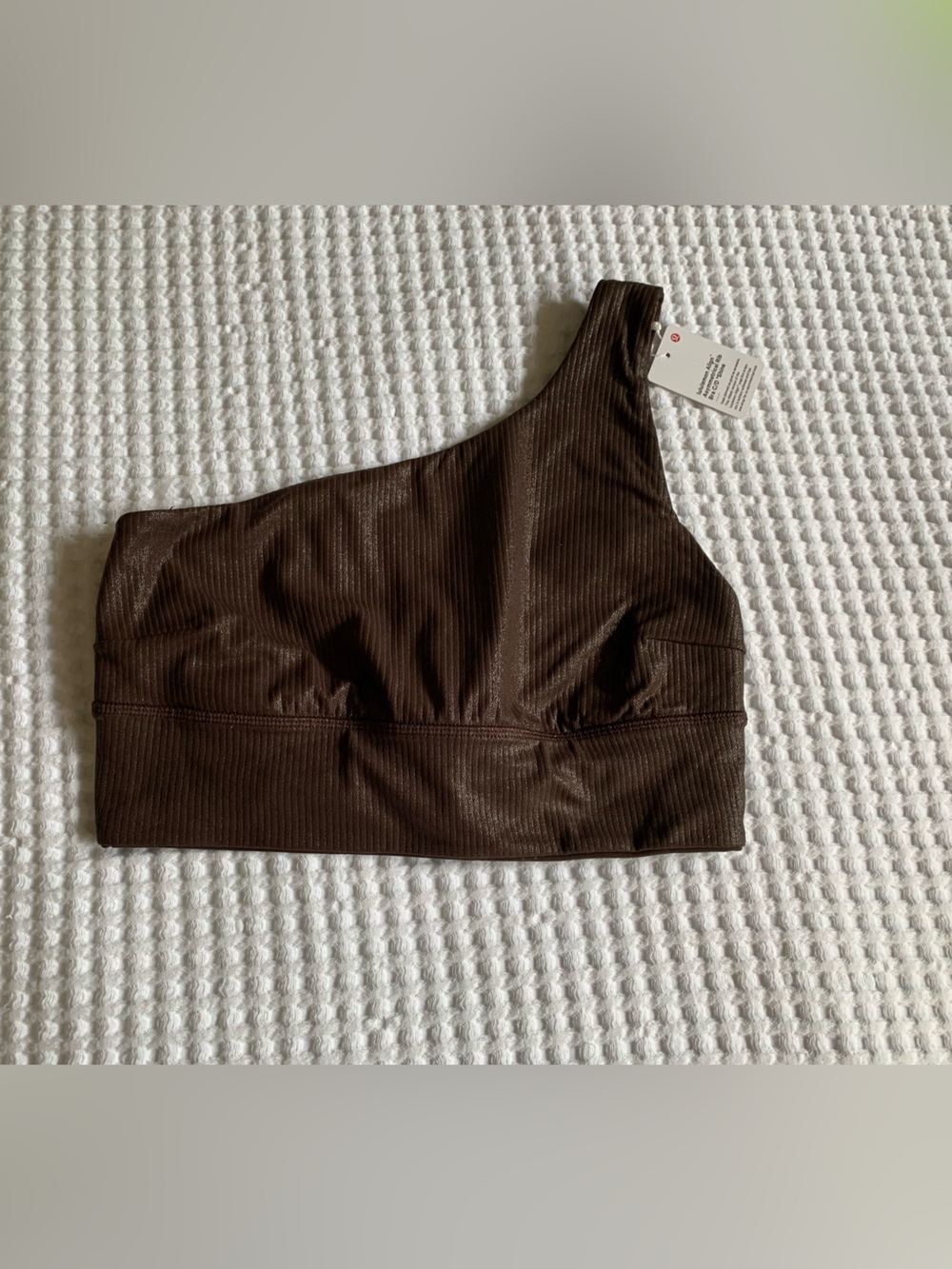 NWT Lululemon Align Asymmetrical Sports Bra Brown Shine Size 8